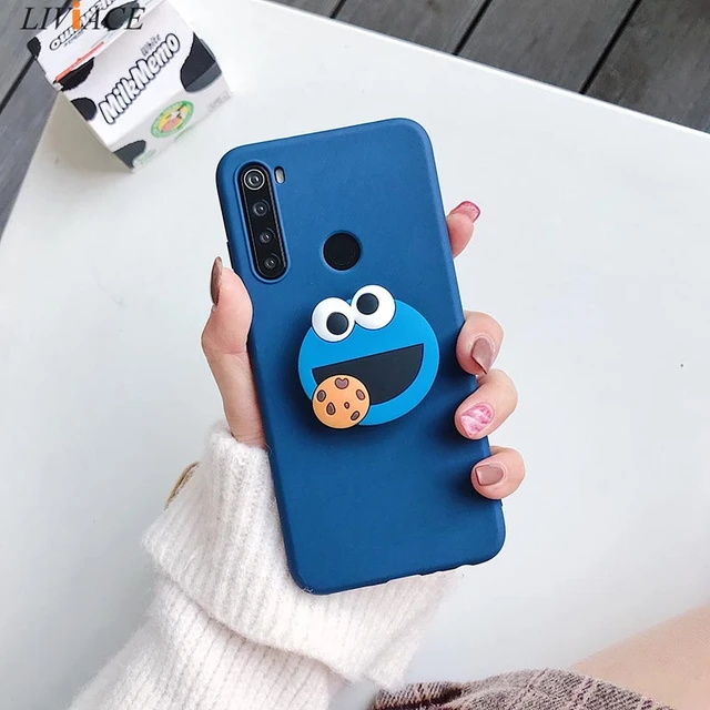 3D Silicone Cartoon Phone Holder Case For Xiaomi Redmi Note 10 Redmi Note 10 Pro Note 10S 9 8T K30 Pro K40 Pro mi poco F3 Cover navy case elmo