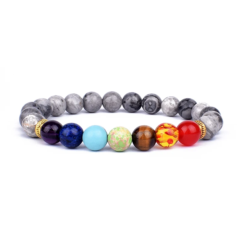 Natural Stone 7 Chakra Bracelets & Bangles Tiger Eye Bead Yoga Balance Bracelet Men New Buddha Prayer Jewelry pulseira masculina