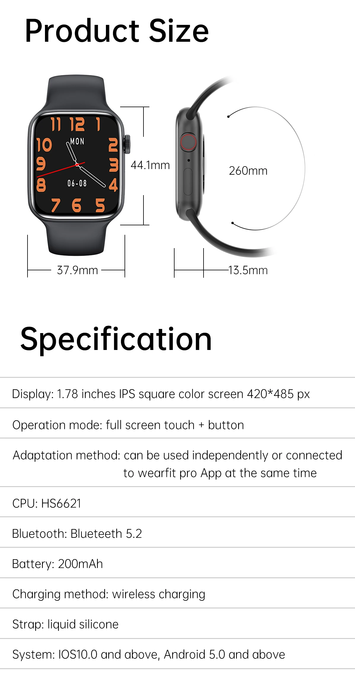 Original HW22 Pro Max Smart Watch 1.78" Double button wireless charging Custom Dial Bluetooth Call Smartwatchpk HW16 IWO 13 W46
