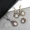 Sunspicems Elegent Bohemia Gray Crystal Earring Necklace Ring Wedding Jewelry Sets for Women Antique Gold Color Bride Gift 2022 ► Photo 3/6