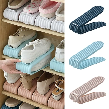 

8PCS Extra Thickness Durable Shoe Slots Organizer 50% Space-Saving Shoe Storage Rack 2-Levels Adjustable Shoe Rack