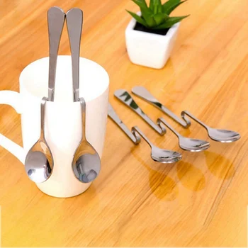 

New Hot Stainless Steel Twisting Hanging Spoons Coffee Curved Spoon Twisted Stirring Sugar Spoon Wall-mounted Cup Spoon