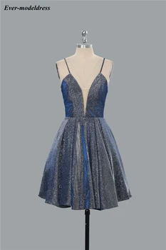 

Sparkly Short Graduation Dresses 2019 Backless Spaghetti Straps Shiny Homecoming Dresses Prom Party Gowns Cocktail Dress Cheap