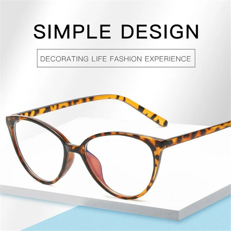 Leopard Frame 1.56 Aspheric Cat Eye Myopia Glasses With Prescription Women Men Single Vision Myopic Spectacles -0.5 -0.75 To -6 3