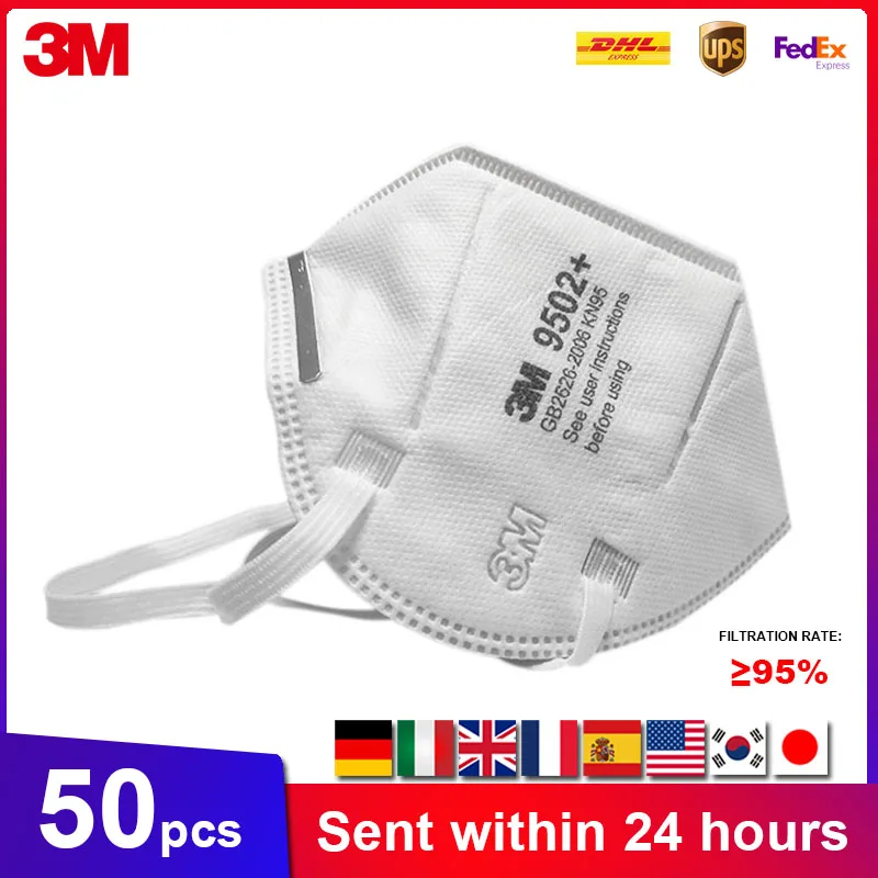 

3M 9502+ Particulate Respirator Masks KN95 Dust Mask Anti-haze 9502+ Protective Mask Anti-particles Filter PM2.5 Mouth Face Mask