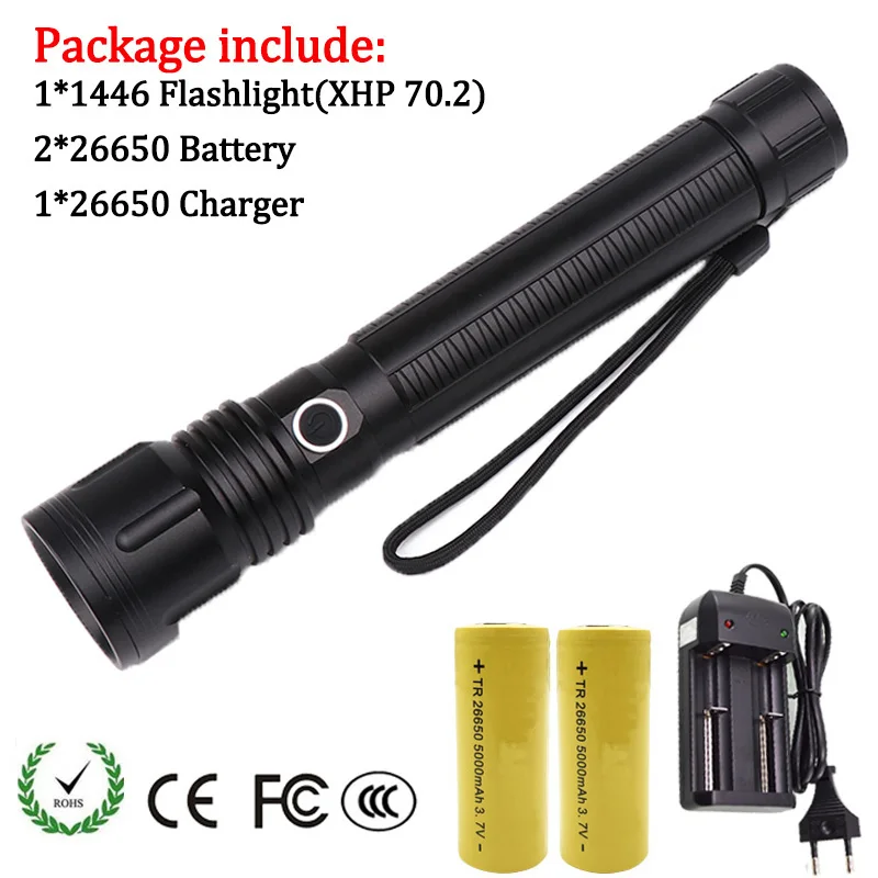 Option G FX-DZ901446 8000лм XHP70.2 светодиодный фонарик CREE XHP50 Мощный тактический Водонепроницаемый 18650 26650 фонарь - Испускаемый цвет: Option G