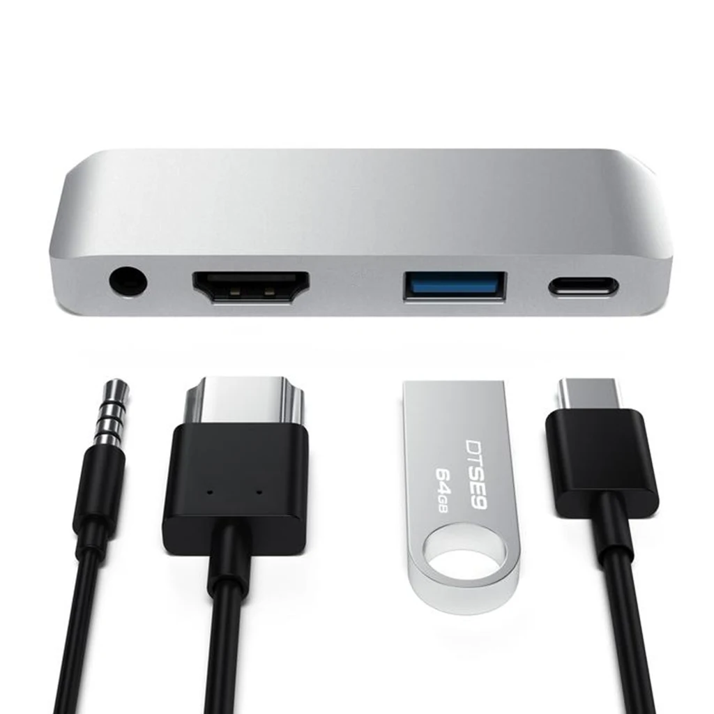 USB C концентратор для Ipad Pro адаптер ключ с 4k HDMI USB-C Pd 60 Вт Зарядное устройство USB 3,0 3,5 мм наушники аудио разъем док-станция
