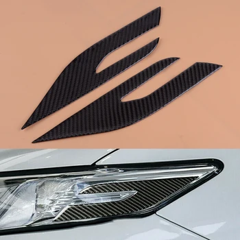 

beler NEW 1 Pair Carbon Fiber Black Style Headlight Front Lamp Eye Edge Side Trim Cover C-Shape fit for Toyota Camry 2018 2019