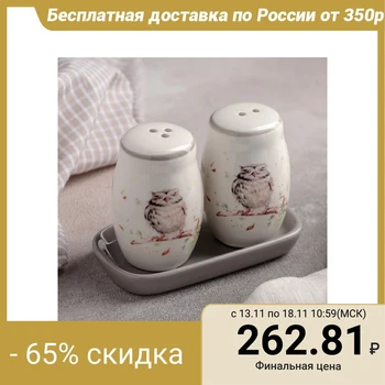 

Set for spices "Sovushka", 130 ml, 2 pcs: salt and pepper shaker, on a stand