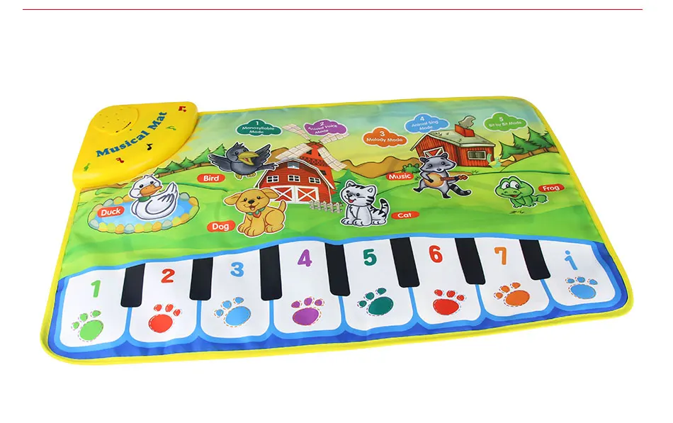 Детский музыкальный коврик животные звучащий коврик 5 режимов тон ковёр с дизайном «пианино» пианино клавиатура ковер одеяло Ранние развивающие игрушки для детей