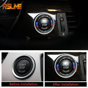 

Car Carbon Fiber Engine Start Stop Push Button Ignition Key Ring Decor Trim For BMW 3 series E90 E92 E93 E89 Z4 2009 2010 2011