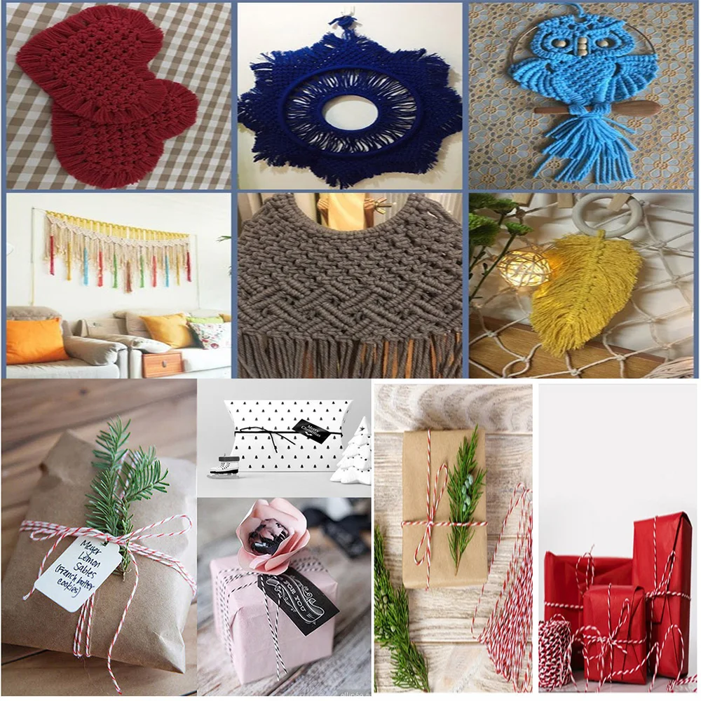 100% Cotton Rope Colorful Twine Macrame Cord String Thread For Party Wedding Decoration Accessory DIY cord 2mm*100m