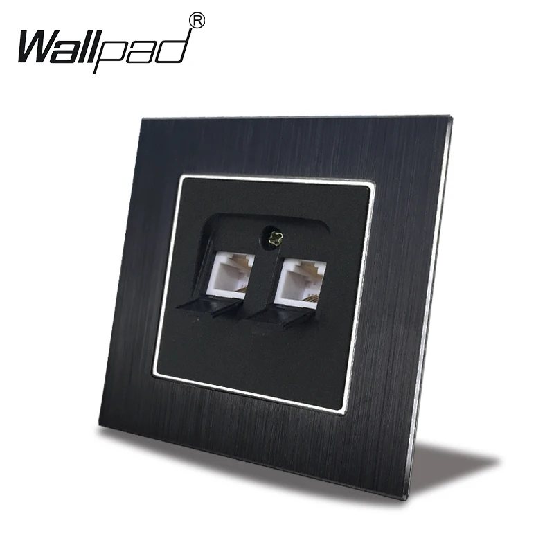 EU с двойным тел Cat3 розетки Wallpad 110V 240V AC металлическая хромированная пластина Кот 3