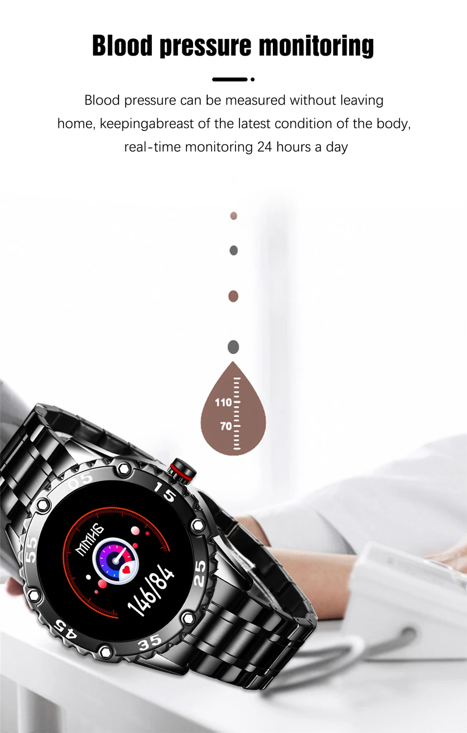 Nuevo reloj inteligente LIGE para hombres y mujeres, reloj deportivo, presión arterial, monitoreo del sueño, rastreador de ejercicios, Android ios, podómetro, reloj inteligente
