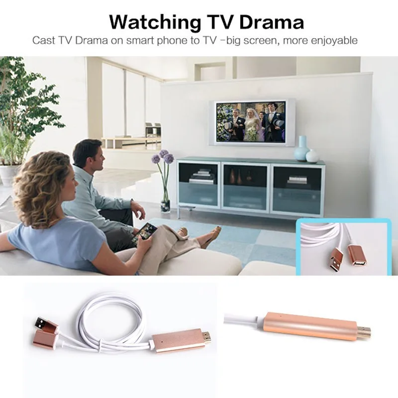 HD синхронизация экраны передачи кабель Цифровой HDMI медиа видео стример зеркалирование линии IOS/Android USB Женский и HDMI в