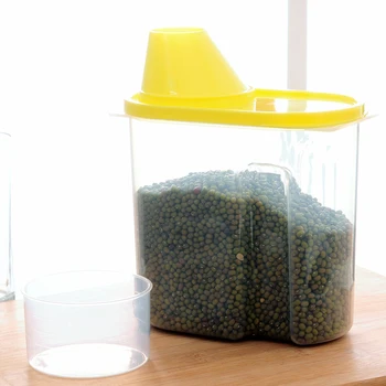 

PP Food Storage Box Plastic Clear Container Set with Pour Lids Kitchen Storage Bottles Jars Dried Grains Tank 1.9L