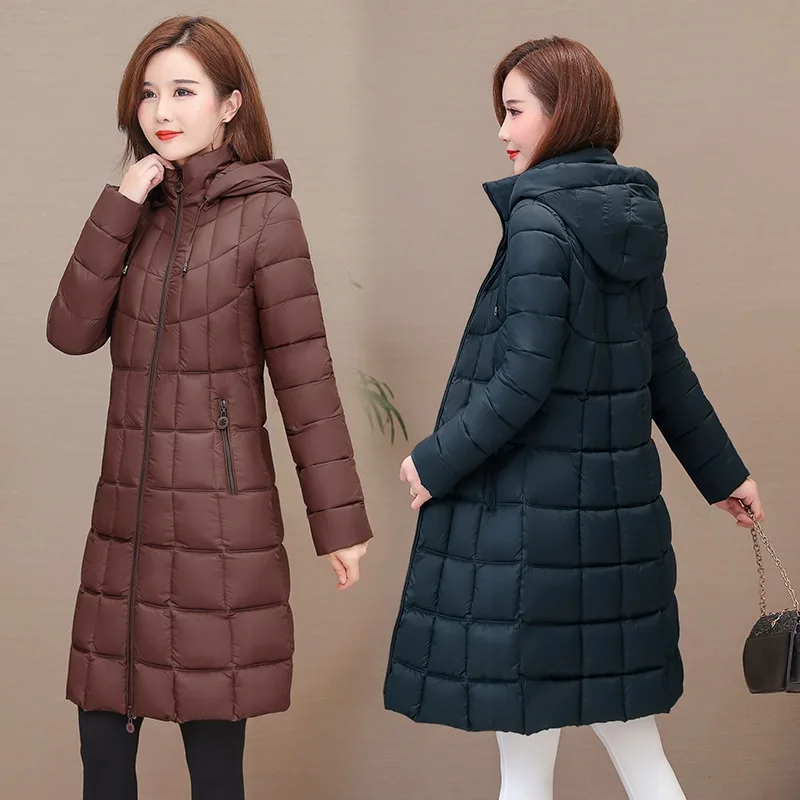 

Thin down Jacket Cotton-padded Clothes Women's Mid-length over-the-Knee 2019 Winter New Style Korean-style Hooded Cotton-padded