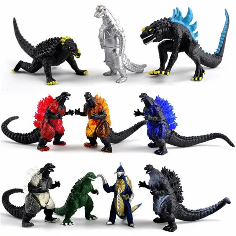 

10pcs Godzilla Salted Egg Supermans Monsters Fighting Fighting Edition Complete Dinosaur Collectible model Toys