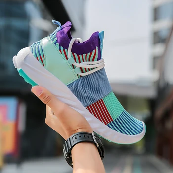 

2020 Fashion Men's Casual Shoes Flying Weave Super Light Running Shoes Slip-on Sock Sneakers Outdoor Jogging Walking Mesh Tenis