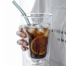 Креативные двойные стеклянные кофейные чашки, чашки для воды, уникальные, с двойными стенками, стеклянные чашки для чая, Цветочная чайная чашка, пивное молоко, чашка для питья