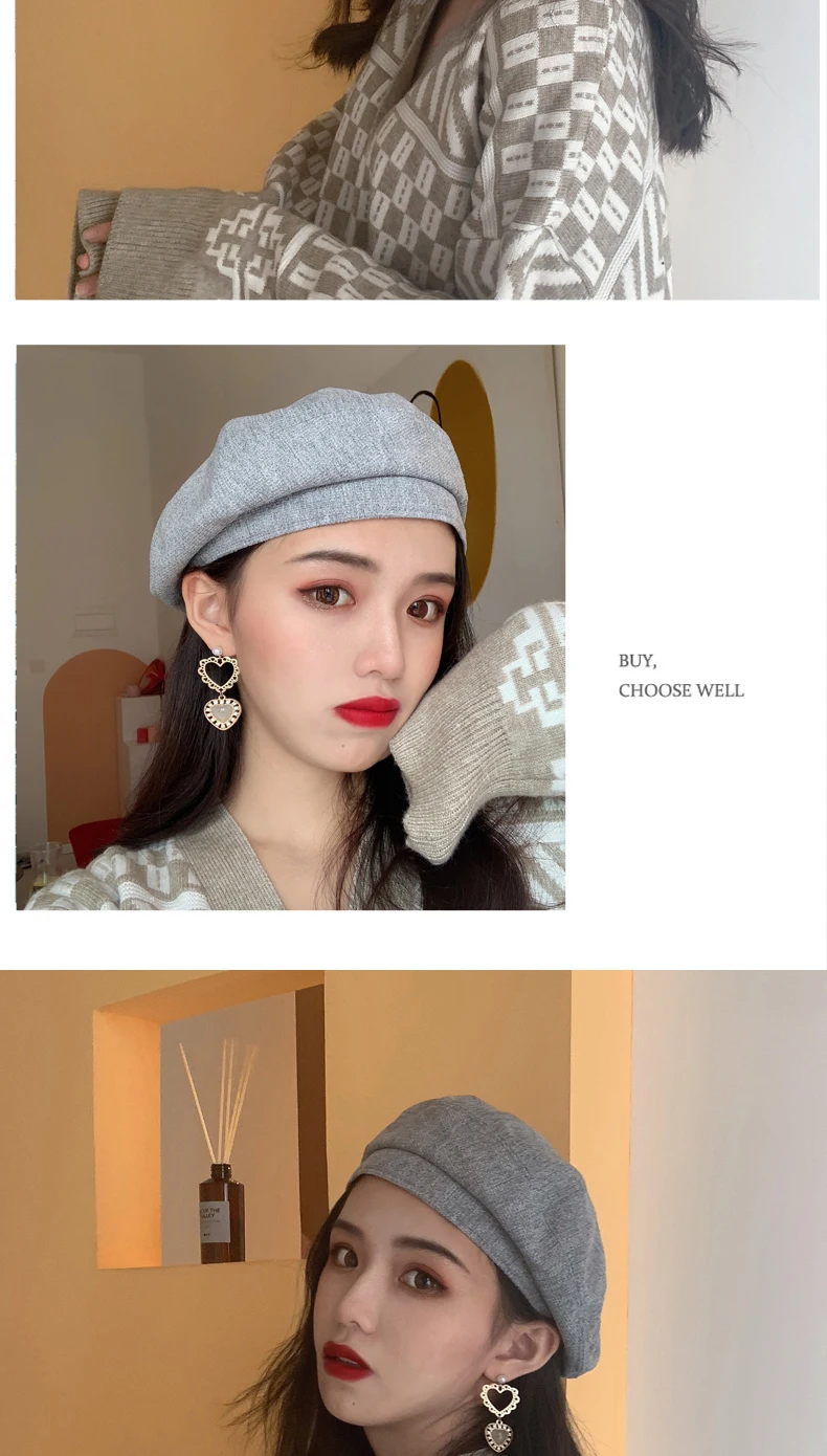 Redwood Beret Female Summer Thin British Retro Painter Octagonal Hat Korean Chao Autumn Winter Black Solar System
