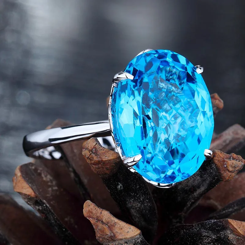 Bague Ringen серебро 925 ювелирные изделия Женское кольцо Роскошный созданный топаз геометрические регулируемые женские кольца вечерние подарки на годовщину