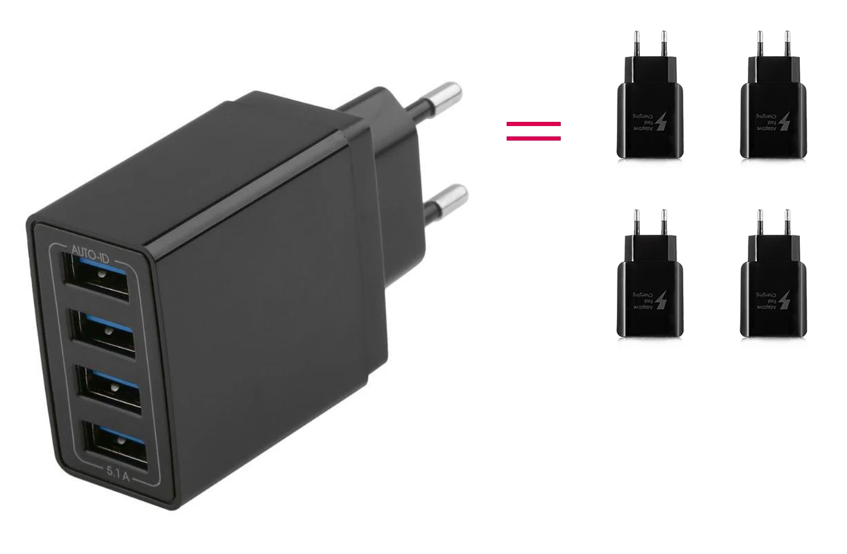 4 порта USB зарядное устройство для xiaomi iphone samsung huawei мобильный телефон