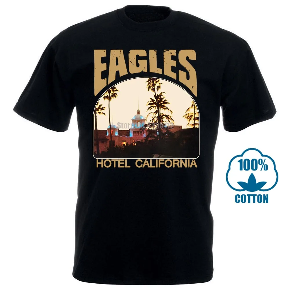 

New 100% Cotton T Shirts Normal Hotel California O Neck Men Short Comfort Soft Shirt