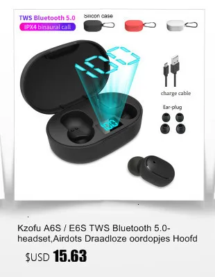 Kzofu A6S/E6S TWS Bluetooth 5,0-гарнитура, Airdots Draadloze oordopjes Hoofdtelefoon Ruisonderdrukking Microfoon для Android/IOS