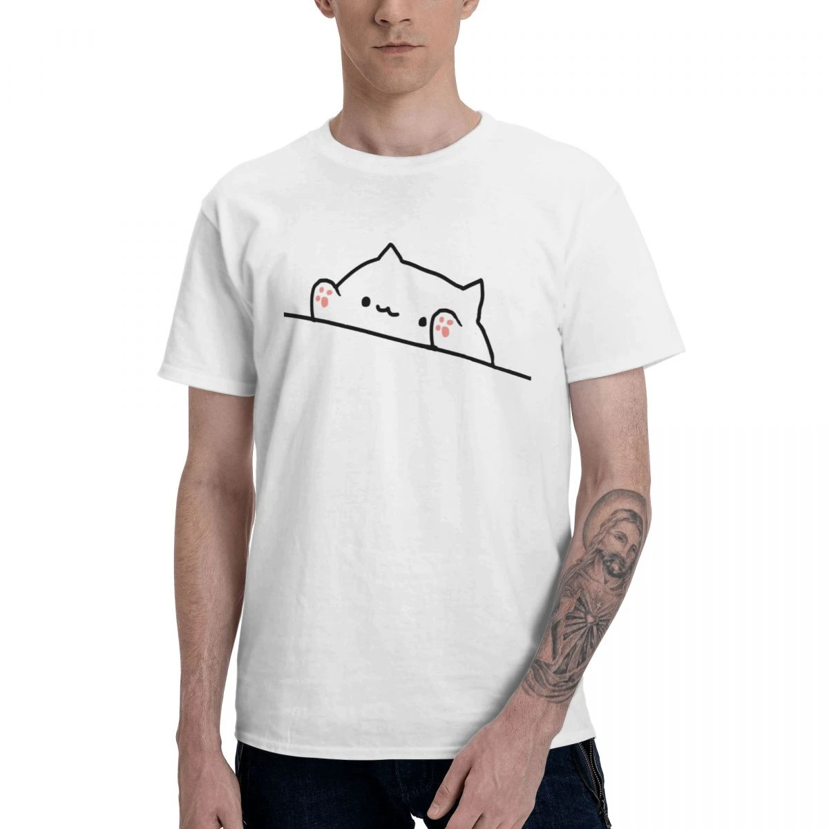 Bongo Cat T Shirts Pure Cotton Crewneck Men&#39S T-Shirt Short Long Sleeve Plus Size Gift Tee Tops Eu Size orange t shirt