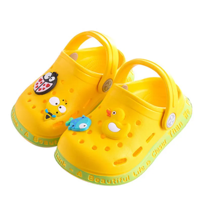 Kids Sandals Summer Mules Baby Boys Girls Cartoon Flat Heels Solid Slippers Children's Garden