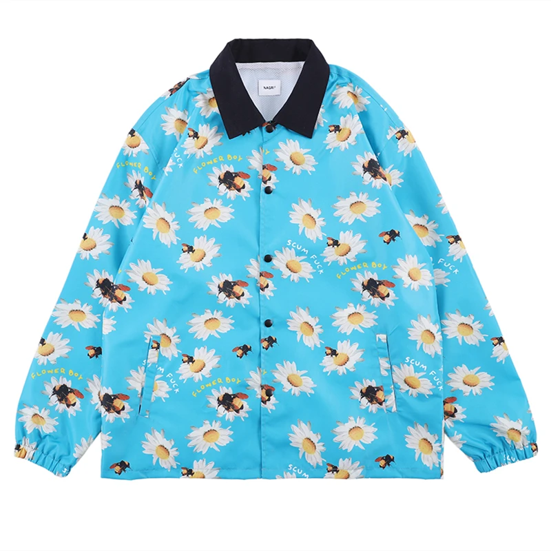 

New Warm winter luxury Men Sun flower bee golf wang Flower Le Fleur Tyler The Creator Windbreaker Trench Jackets Coat #JJ4