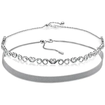 

Reflexions Woven Mesh Crown And Heart Swirls Choker Necklace Fit Bead Charm 925 Sterling Silver Necklace Pandora Diy Jewelry