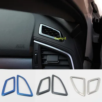 

Car Stainless Steel Cover Garnish Trim Front Air Condition Outlet Vent 2pcs For Honda Civic 10th Sedan 2016 2017 2018 2019