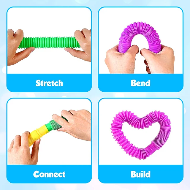 Tubo Pop giocattolo sensoriale agitarsi antistress alleviare i soffietti elastici bambini Multicolor spremere tubo pieghevole autismo ADHD giocattolo per l'ansia 5