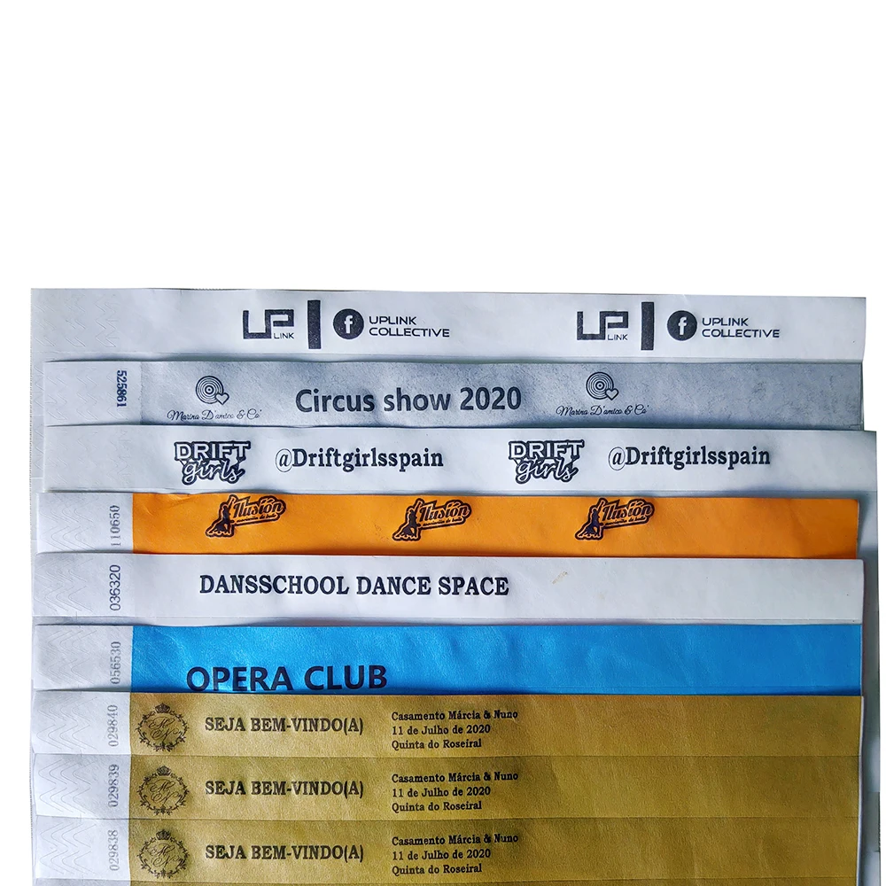 3/4" Tyvek Wristbands Black Imprint Only 500 Count Printable ID Wristbands for Parties Events