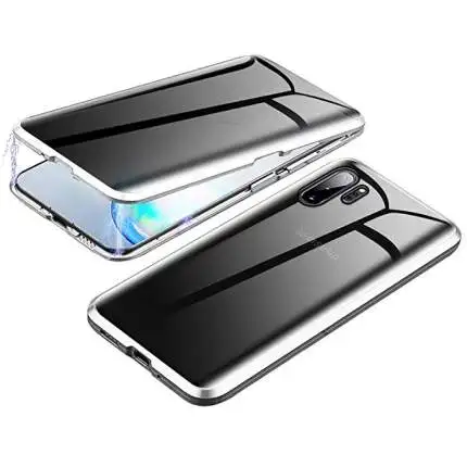 Конфиденциальное магнитное закаленное стекло чехол для телефона для samsung A50 A70 крышка металлическая Адсорбция HD защита экрана Роскошный чехол - Цвет: Sliver