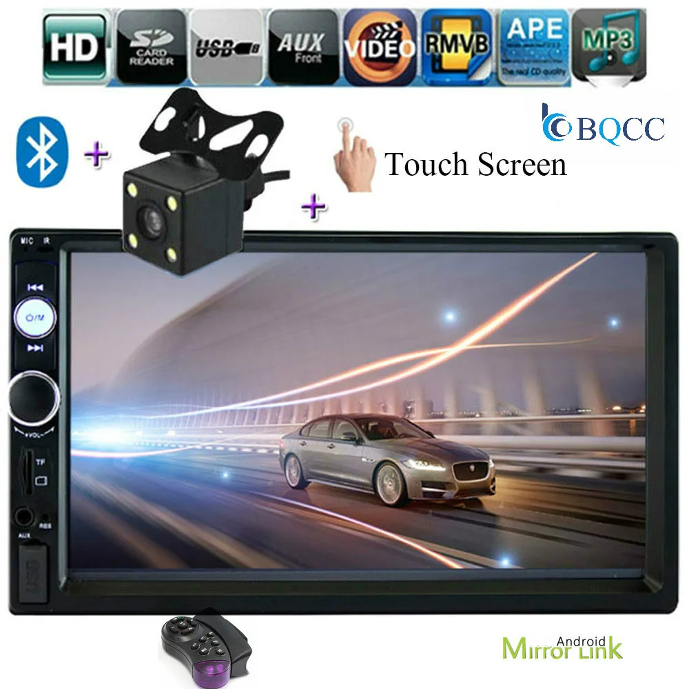 

autoradio 2 din General Models 7'' inch LCD Touch Screen Bluetooth car radio player audio aux support Rear View Camera 7010b