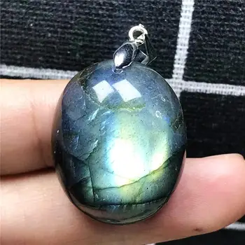 

Top Natural Blue Yellow Light Labradorite Pendant Jewelry For Woman Man Crystal 27x22x11mm Beads Egg Shape Moonstone Stone AAAAA