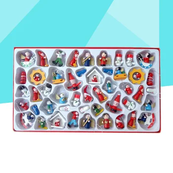 

48PCS/Set Christmas Decorations Wooden Hanging Cartoon Festival Pendants for Window Party