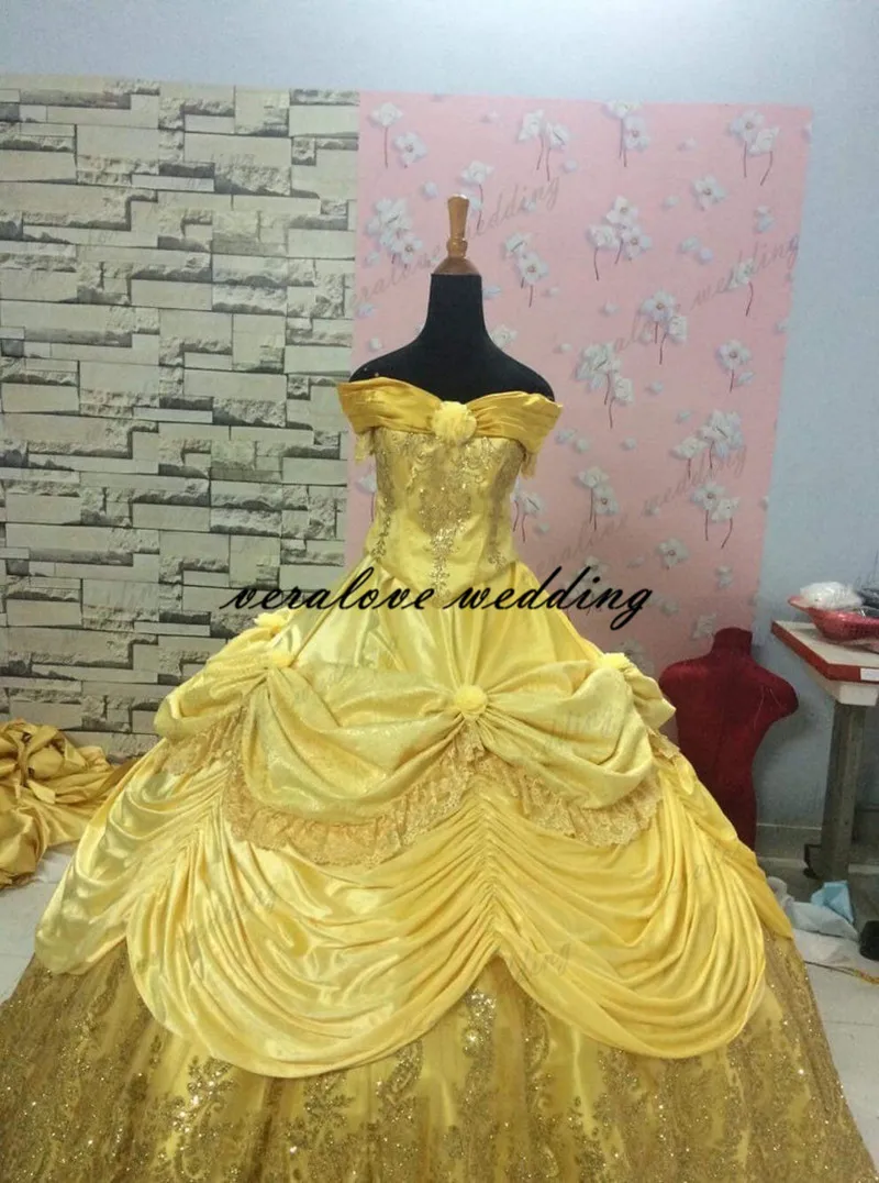 Cinderella Quinceanera Prom Dress Off the Shoulder  Yellow Lace Applique Long Sweet 16 Dress Prom Party Birthday Gown For Girls hot pink prom dress