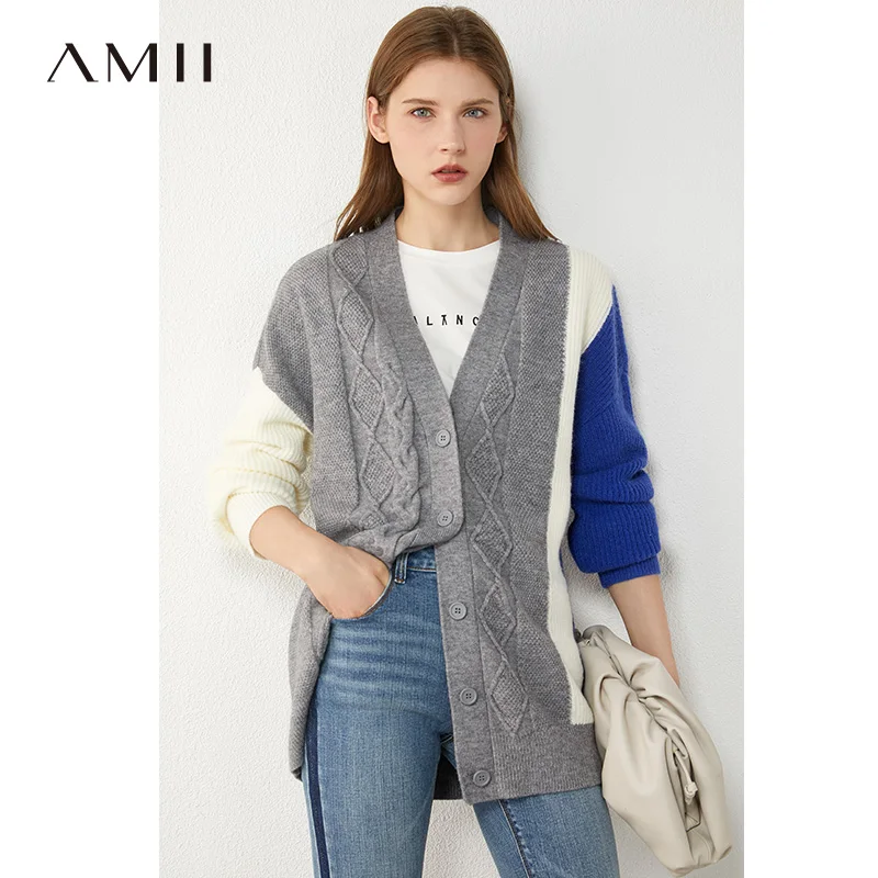 AMII Minimalism Autumn Winter Cardigans For Women