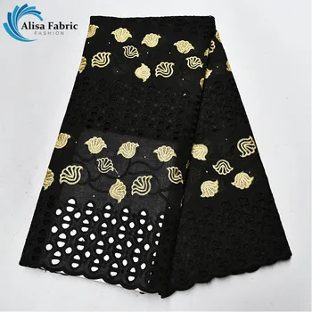 

Alisa New Arrived Black Lace Swiss Voile Lace In Switzerland With Stones 5 Yards/pcs 2019 Embroidery Lace Fabrics For Sewing