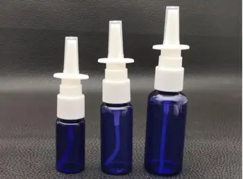 

50pcs/lot 10 /20/30ml Blue Empty Plastic Nasal Spray Bottles Pump Sprayer Mist Nose Spray Refillable Bottle