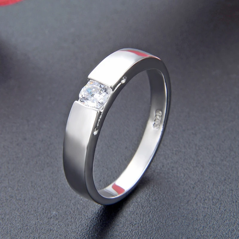 DOYUBO классическое кольцо из стерлингового серебра с кубическим цирконием, ювелирные изделия для женщин и мужчин, свадебное кольцо из 925 настоящего серебра, подарок на день рождения VB407