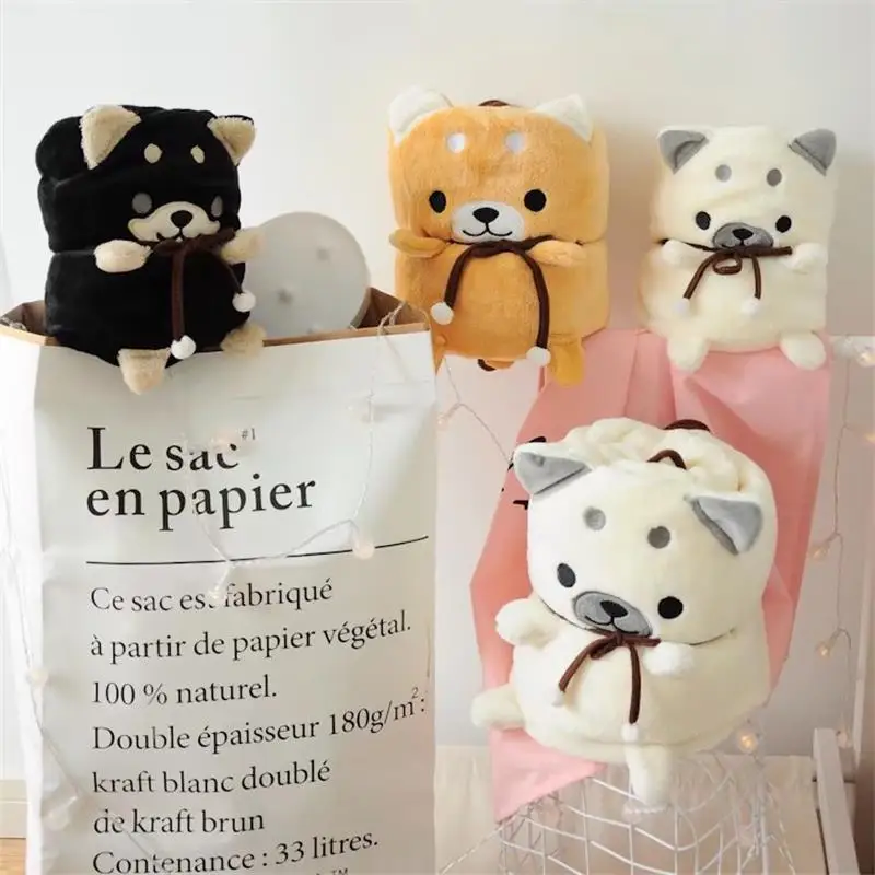 

Creative Cartoon Cute Three-Color Shiba Inu Roll Carpet Plush Toys Office Nap Blanket Birthday Gift