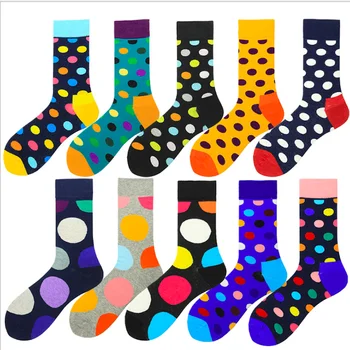 

Fall Winter Colorful Dot Socks For Men Classic Harajuku Combed Cotton Socks With Dots Happy Socks Hip Hop Men's Funny Socks