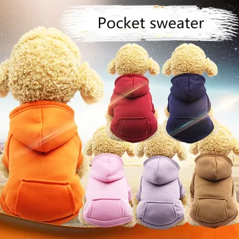 

Miflame Winter Pocket Sweater For Small Medium Dogs Poodle Hoodies Cat Warm Clothes Pet Sports Clothes Dog Solid Color Hoodies