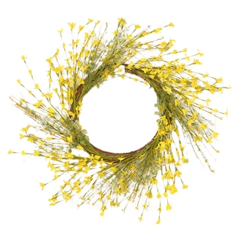 

Hand-Made Artificial Winter Jasminum Wreath Pendant for Home Door Showcase Decor