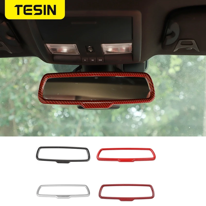 

TESIN Interior Accessories For Dodge Challenger Inner Rearview Mirror Frame Decoration Cover Stickers For Dodge Challenger 2015+